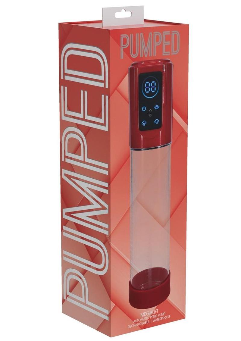 Pumped Megalift 6 Function Automatic Rechargeable Penis Pump - Metallic - Red