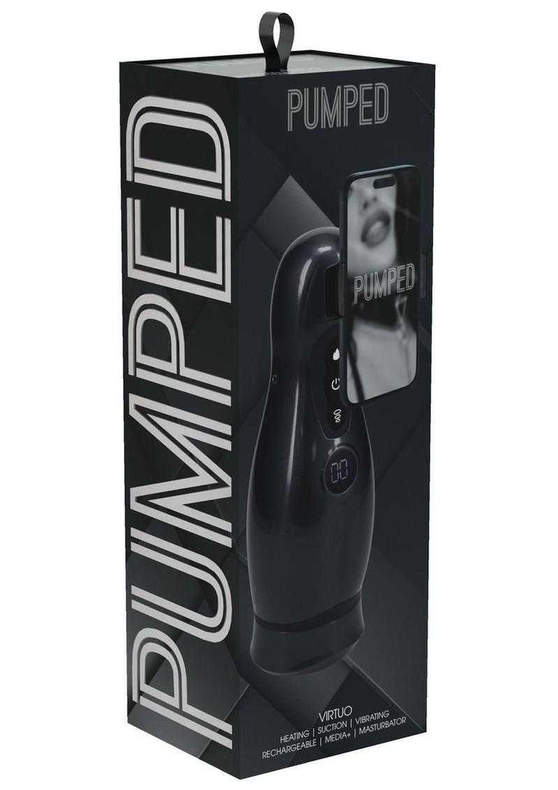 Pumped Virtuo 10 Function Rechargeable Masturbator with Phone Attachment - Grey/Gun Metal