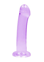 Realrock Crystal Clear Non Realistic Dildo with Suction Cup - Clear/Purple - 6.7in