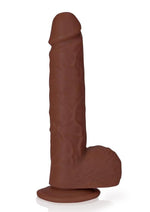 Realrock Realistic Skin Straight Realistic Dildo with Balls and Suction Cup - Chocolate - 7in