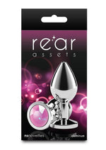 Rear Assets Silver Anal Plug - Pink Gem - Medium