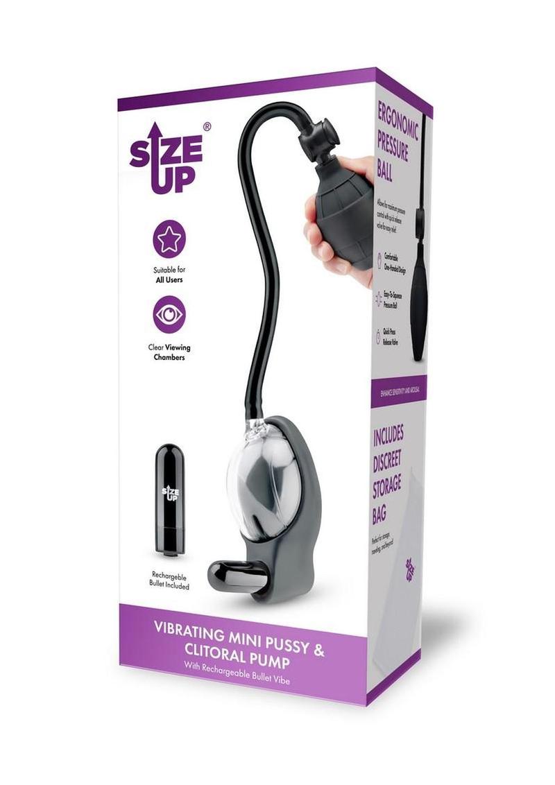 Size Up Rechargeable Vibrating Petite Pump - Black/Clear