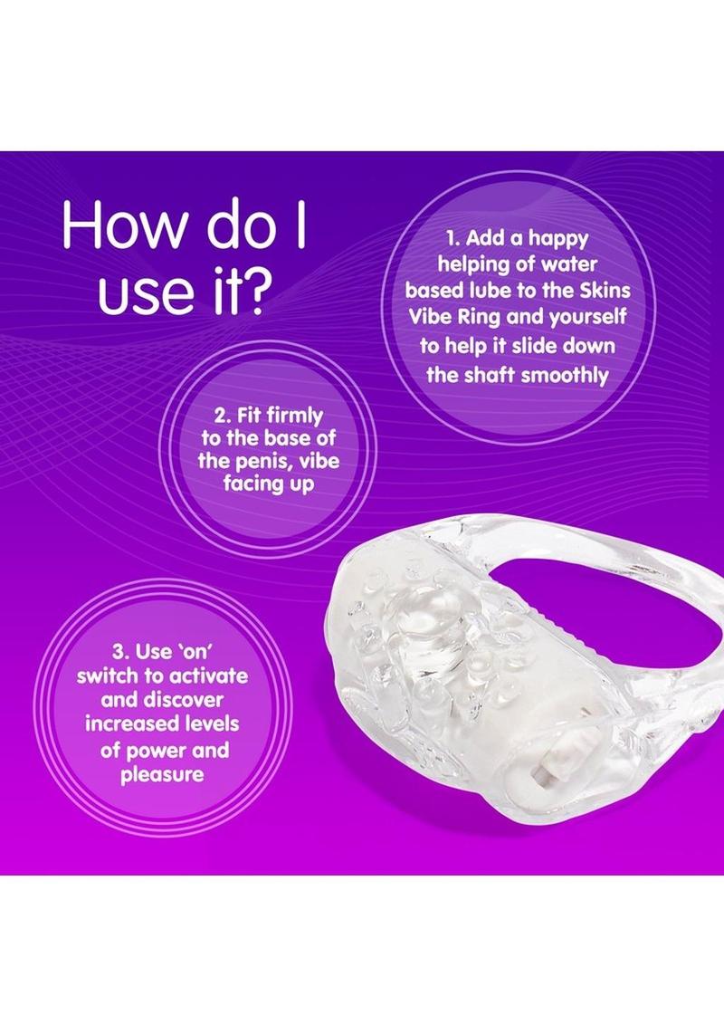 Skins Disposable Vibrating Cock Ring with Sensuous Stimulation