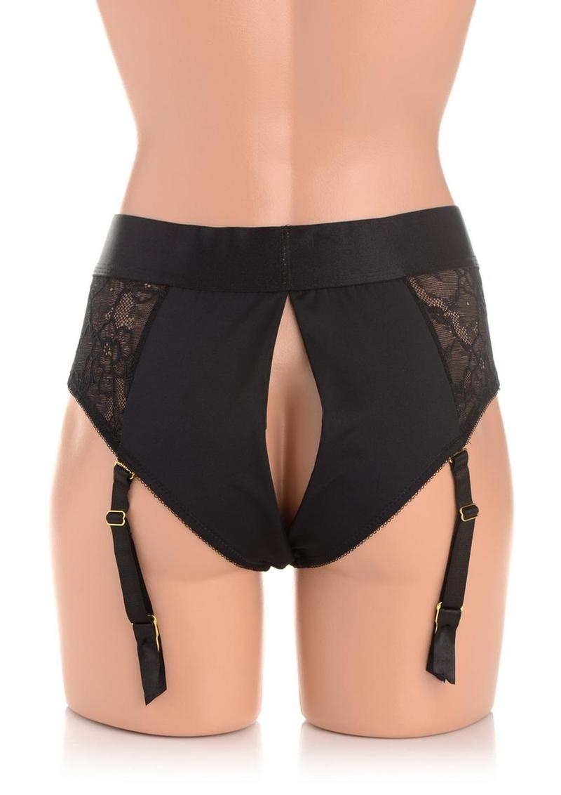 Laced Seductress Crotchless Panty Harness With Garter Straps