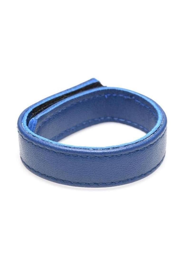 Strict Leather Cock Gear Velcro Leather Cock Ring - Blue