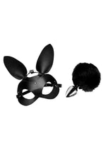 Tailz Bunny Tail And Mask Set Black Stainless Steel Plug