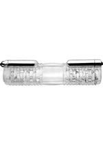 Tom Of Finland Head to Head Vibrating Sleeve - Clear/Gray