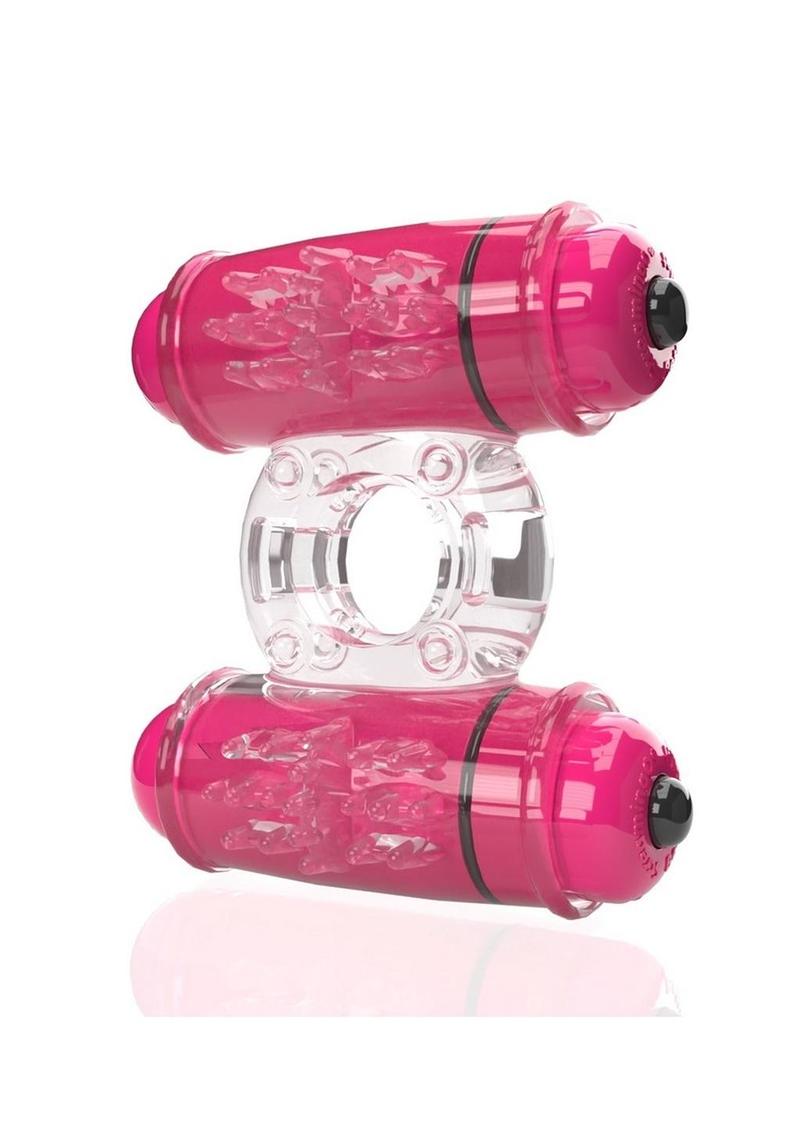 4B Double Wammy Rechargeable Silicone Dual Vibrating Couples Cock Ring