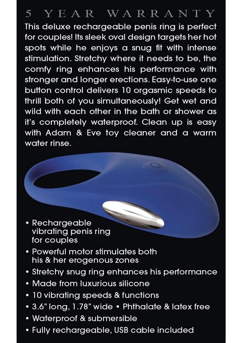 Adam And Eve Rechargeable Couples Penis Ring With Powerful Vibrations