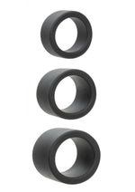 Alpha Liquid Silicone Cock Ring Endurance - Black - 3 Piece/Set