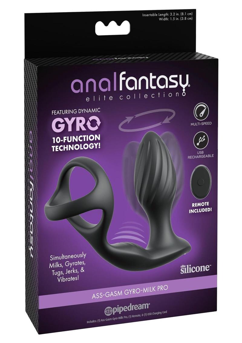 Anal Fantasy Elite Ass-Gasm Gyro-Milk Pro with Remote Control - Black