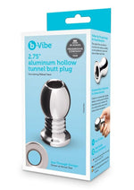 B-Vibe Aluminum Hollow Tunnel Butt Plug - Silver - 2.75in