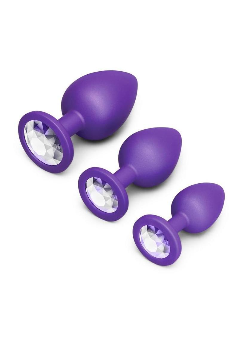 B-Vibe Jewel Butties Bundle Silicone Anal Plug - Purple - 3 Piece/Set