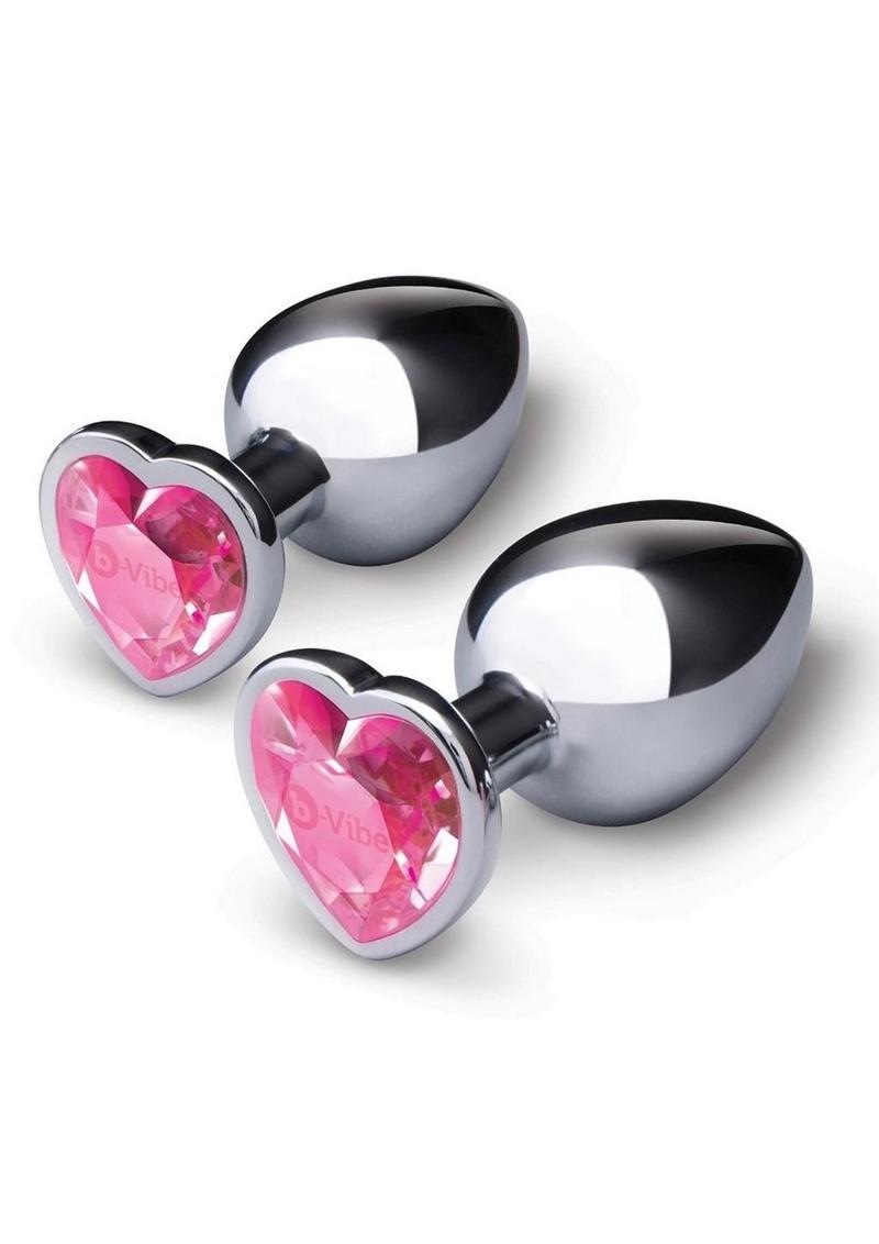 B-Vibe Jewel Heart Metal Butt Plug Training Set