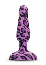 B-Vibe Novice Plug Rechargeable Silicone Anal Plug with Remote Control - Animal Print/Leopard/Purple