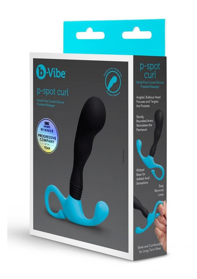 B-Vibe P-Spot Curl Silicone Prostate Massager - Black/Teal