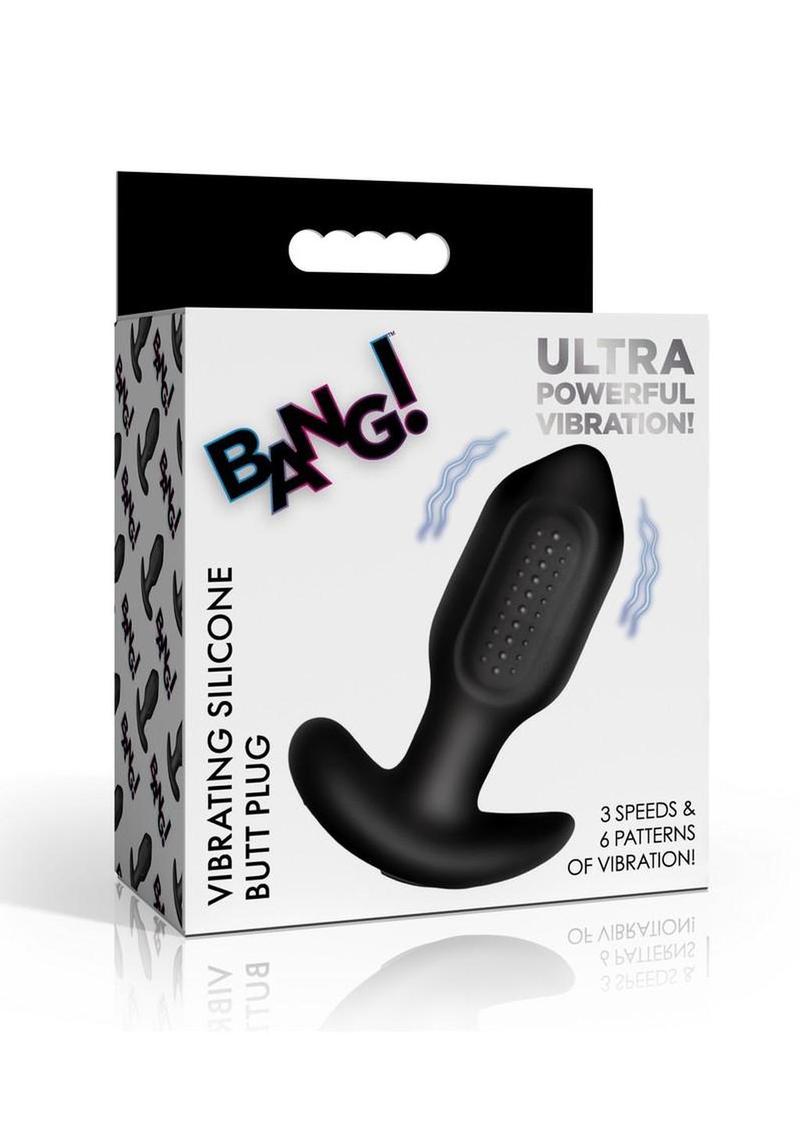 Bang! Bumpy Vibrating Rechargeable Silicone Butt Plug - Black