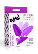 Bang! Flexible Vibrating Silicone Rechargeable Butt Plug - Purple