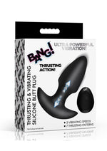 Bang! Thrusting and Vibrating Rechargeable Silicone Butt Plug - Black