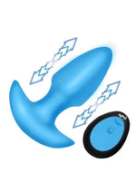Bang! Thrusting and Vibrating Rechargeable Silicone Butt Plug - Blue