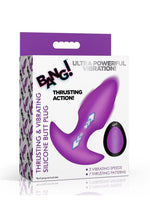 Bang! Thrusting and Vibrating Rechargeable Silicone Butt Plug - Purple