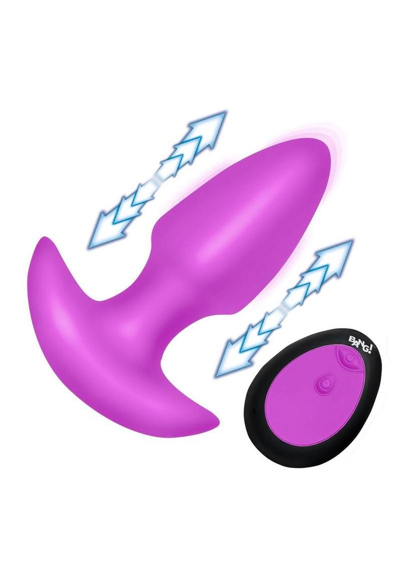 Bang! Thrusting and Vibrating Rechargeable Silicone Butt Plug - Purple