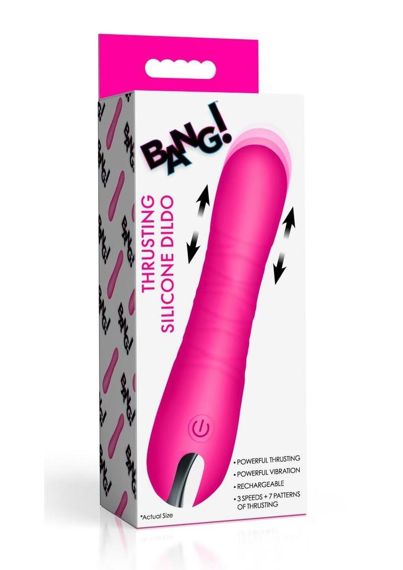 Bang! Thrusting Rechargeable Silicone Vibrator - Pink