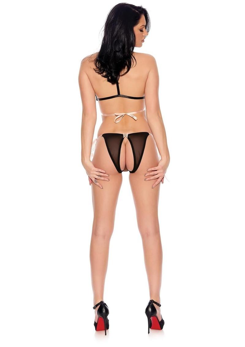 Barely Bare Tie-Up Bralette And Open Panty Set