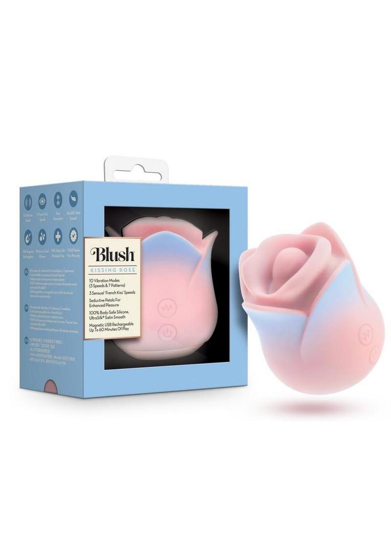 Blush Collection Kissing Rose Rechargeable Silicone Clitoral Stimulator - Pink