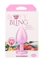 Booty Bling Heart Diamond Jeweled Wearable Metal Plug - Metal/Pink - Large