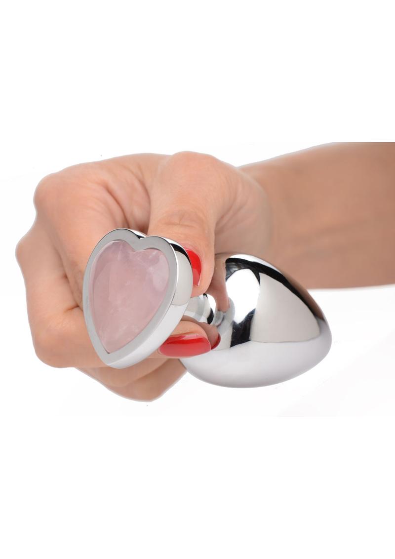 Booty Sparks Gemstones Rose Quartz Heart Small Anal Plug