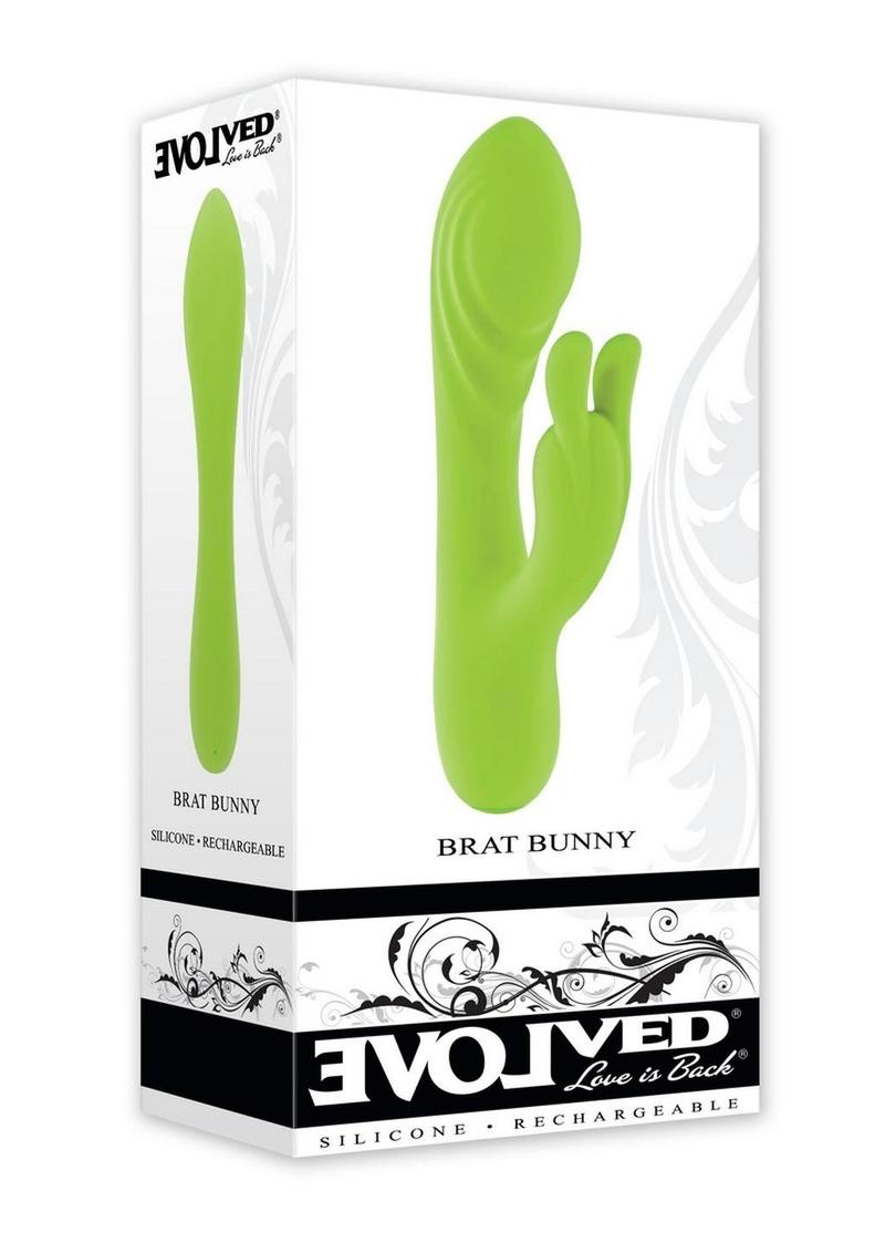 Brat Bunny Rechargeable Silicone Rabbit Vibrator - Green