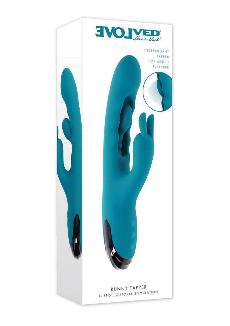 Bunny Tapper Rechargeable Silicone Tapping Rabbit Vibrator - Blue