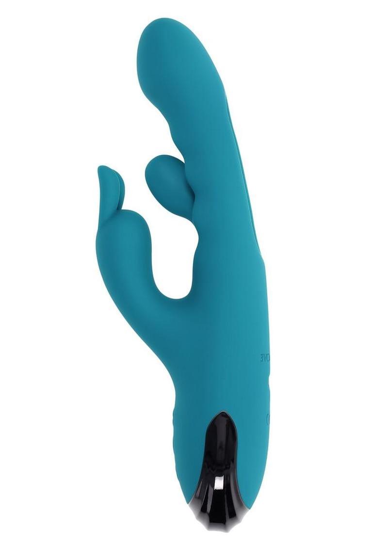 Bunny Tapper Rechargeable Silicone Tapping Rabbit Vibrator - Blue