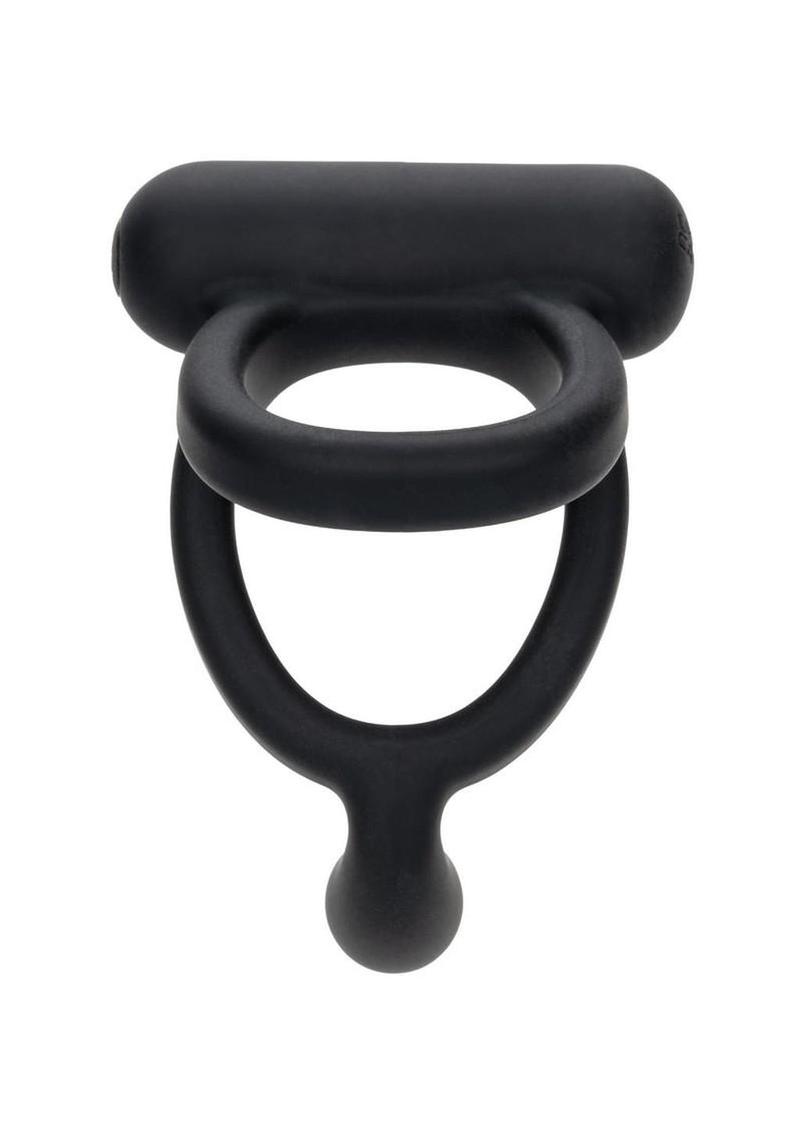Closer Intimate Rechargeable Silicone Dual Cock Ring Caress - Black