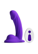 Colours Curve Silicone Vibrating Dildo with Remote Control - Purple - 5in