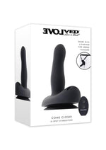 Come Closer Rechargeable Silicone Strap-On Vibrator with Remote - Black
