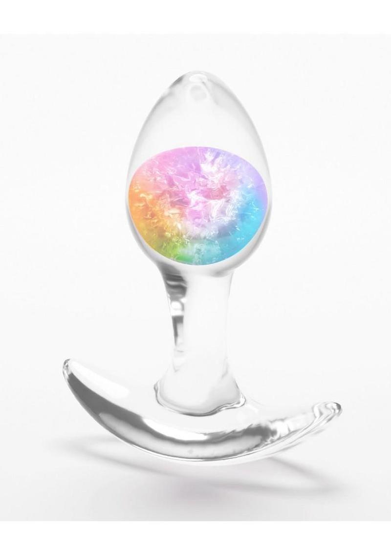 Cosmic Glams Silicone Anal Plug - Multicolor/Rainbow - Small
