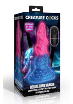 Creature Cocks Deluxe Lord Kraken Vibrating Rechargeable Silicone Glow In The Dark Dildo - Glow In The Dark/Multicolor