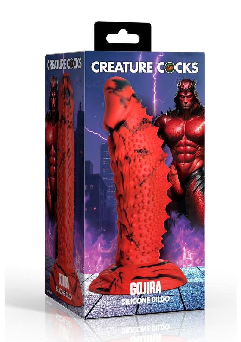 Creature Cocks Gojira Silicone Dildo - Black/Red