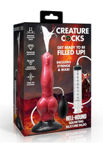 Creature Cocks Hell Hound Squirting Silicone Dildo - Black/Red