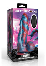 Creature Cocks Hydra X Vibrating Rechargeable Silicone Dildo with Remote - Blue/Red