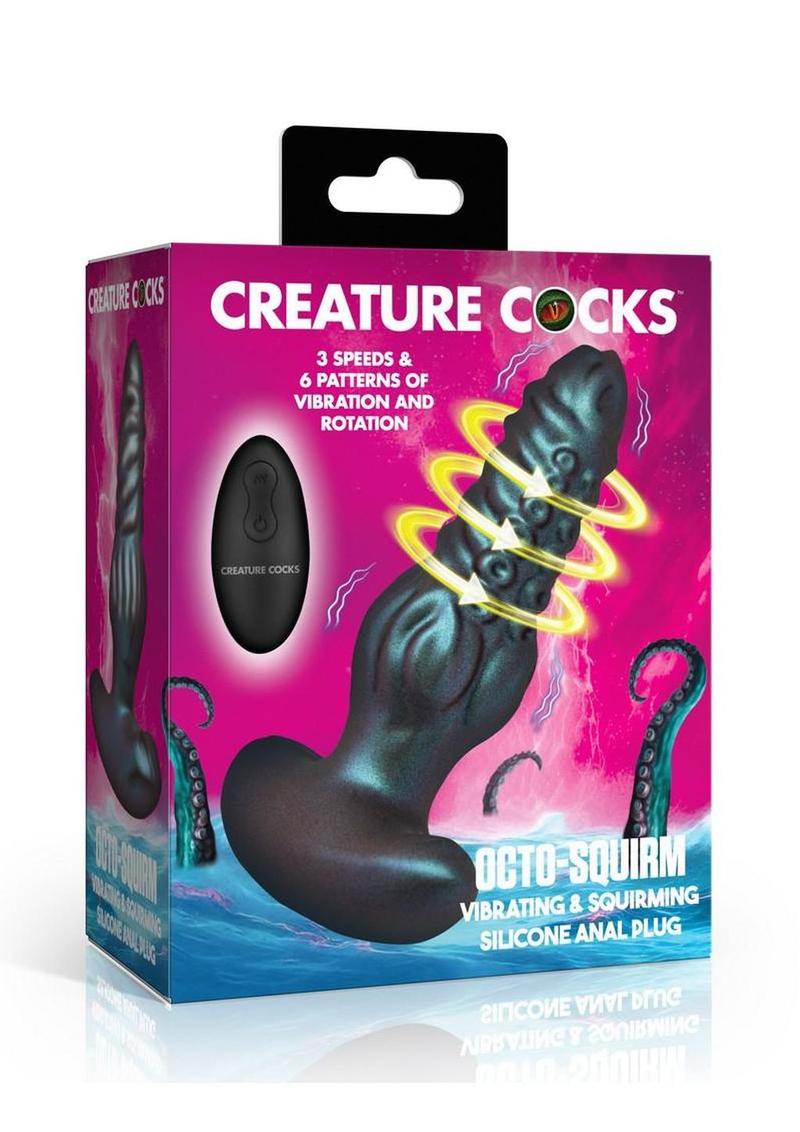 Creature Cocks Octo-Squirm Vibrating and Squirming Rechargeable Silicone Anal Plug with Remote Control - Blue