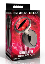 Creature Cocks Red Eye Metal Butt Plug - Black/Metal/Red - Large