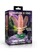 Creature Cocks Tongue Twister Rechargeable Silicone Panty Vibe Tongue Harness with Remote - Multicolor