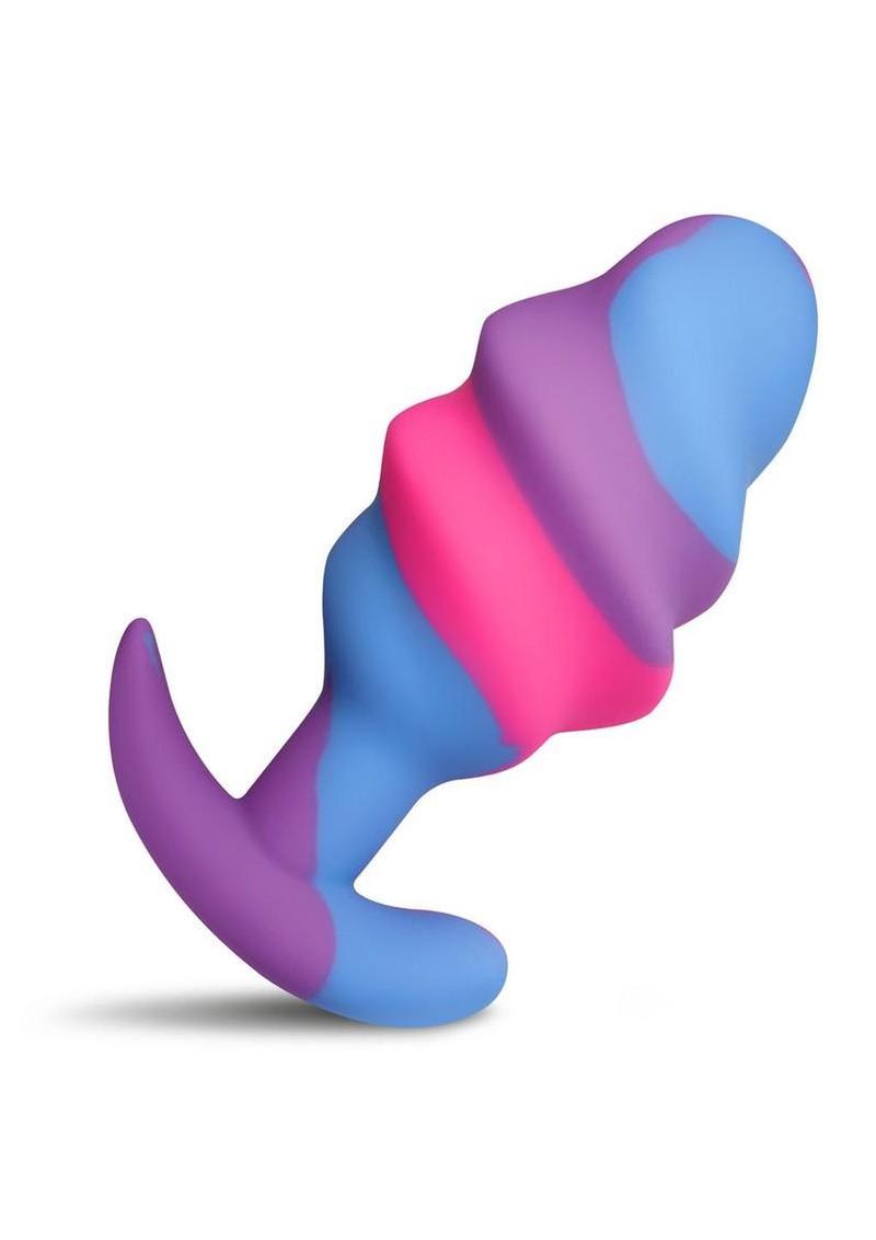Creature Cocks Unicorn Swirl Silicone Butt Plug - Blue/Multicolor/Pink/Purple - Large