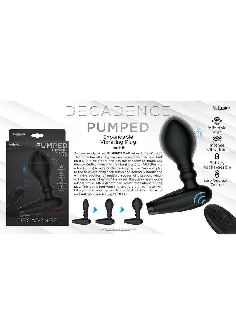 Decadence Pumped Expandable Silicone Vibrating Butt Plug