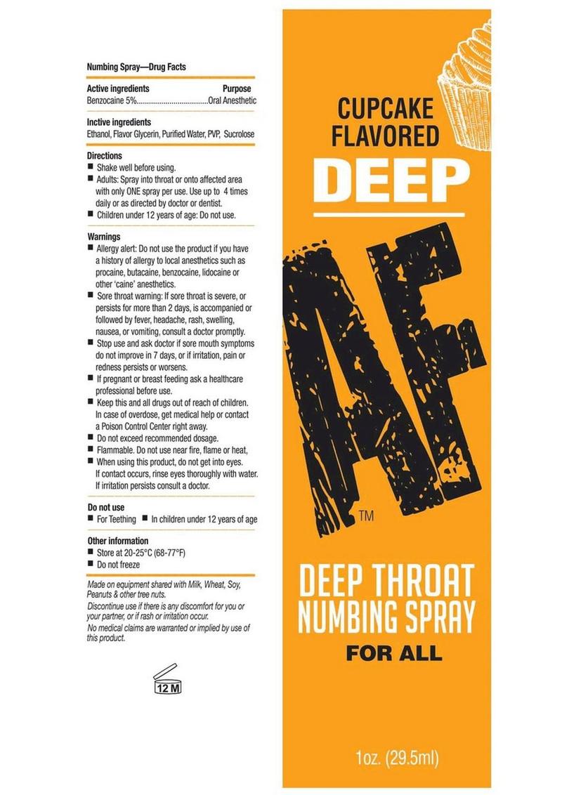 Deep AF Deep Throat Numbing Spray 1oz Cupcake Flavor