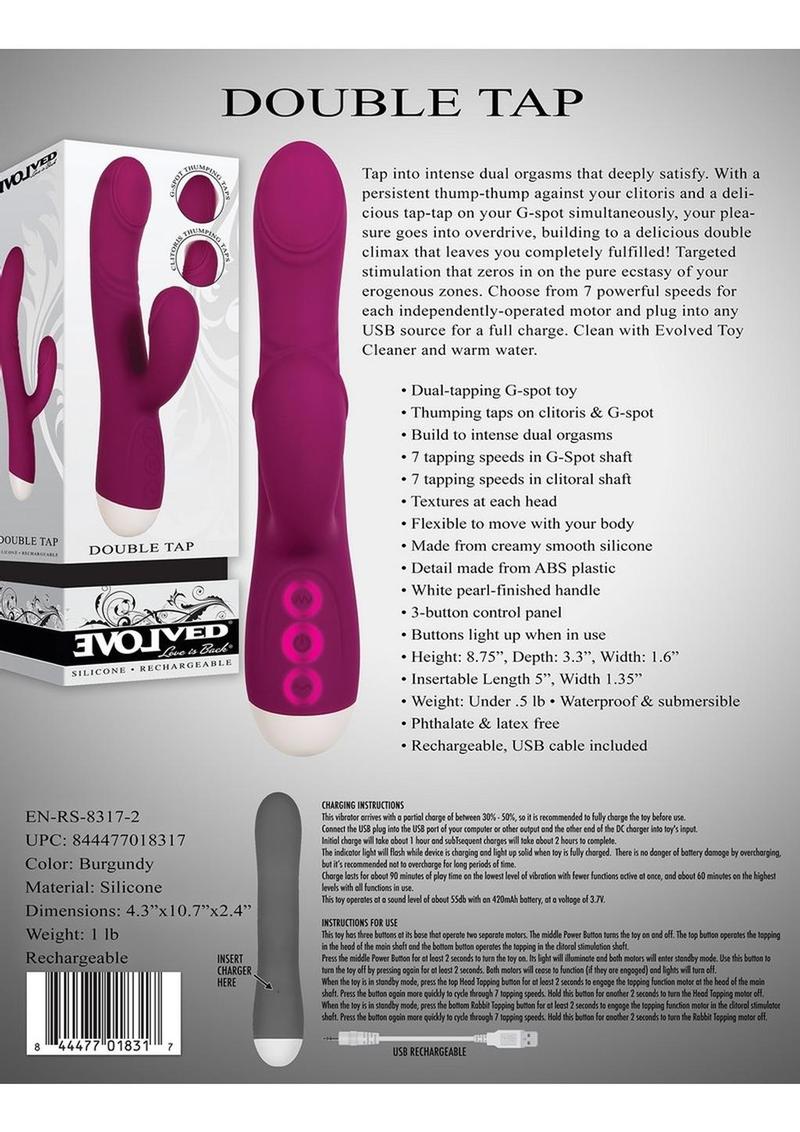 Evolved Double Tap Dual Stimulating Thumping G-Spot And Clitoral Vibrator