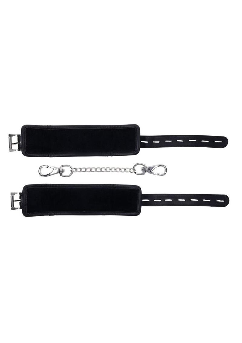 Edge Handcuffs with Chain Adjustable Black Bondage Restraints
